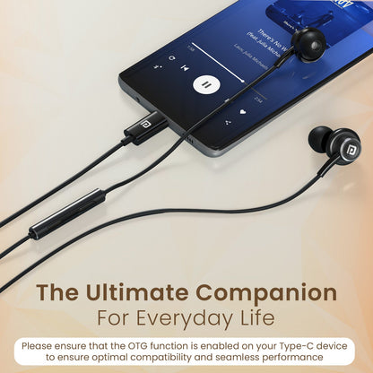Portronics POR 3036 Conch Sigma C in Ear Type C Wired Earphones (Black)