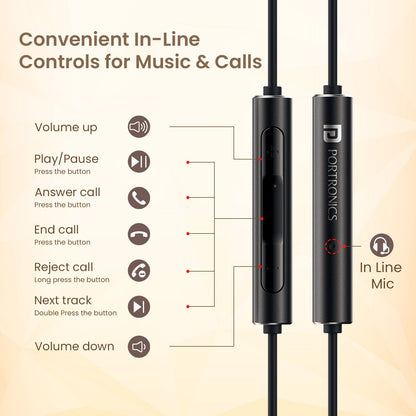 Portronics POR 3036 Conch Sigma C in Ear Type C Wired Earphones (Black)