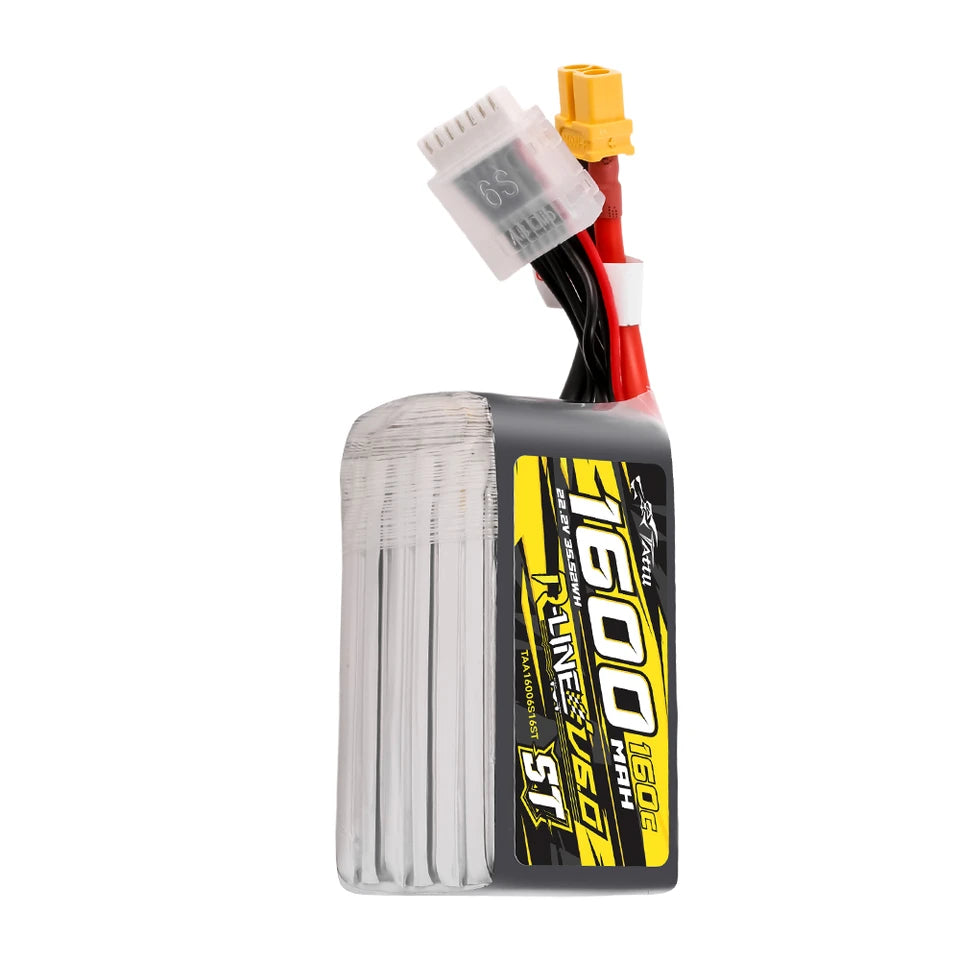 Tattu R-Line Version 6.0 1600mAh 160C 6S 22.2V ST Lipo Battery Pack with XT60 Plug