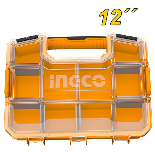 INGCO PBX1211 12 inch Plastic Component Box, Stackable Tool Box Organizer Carrying handle, 10 compartments