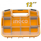 INGCO PBX1211 12 inch Plastic Component Box, Stackable Tool Box Organizer Carrying handle, 10 compartments