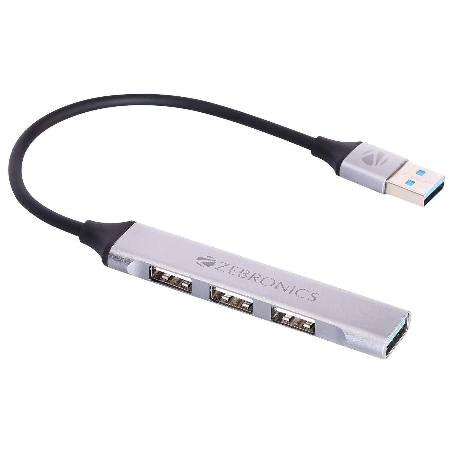 Zebronics 200HB USB 3.0 4 Port hub with Hi Speed Data Transfer, Aluminum + ABS Body, 15cm Cable, Sleek Design and Plug Play Usage