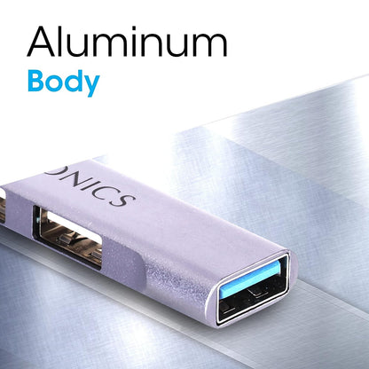 Zebronics 200HB USB 3.0 4 Port hub with Hi Speed Data Transfer, Aluminum + ABS Body, 15cm Cable, Sleek Design and Plug Play Usage