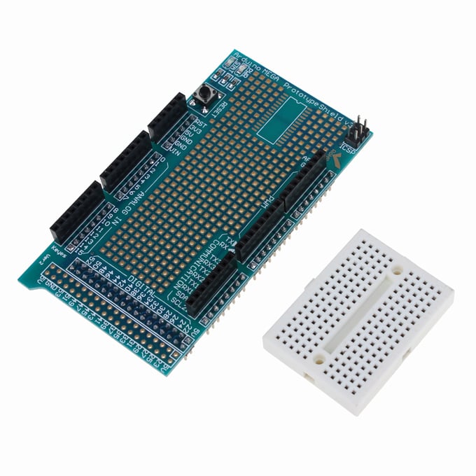 Prototype Shield V3.0 For Arduino Mega with breadboard