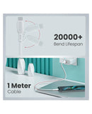 Portronics POR 2886 Konnect Core 3 USB to Micro USB Cable 1 m Length (White)