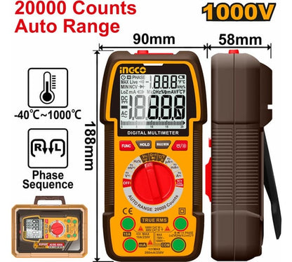 INGCO DM410003 2000 Count TRMS Auto Range Digital Multimeter