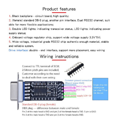 RS232 to TTL Serial Port Converter Adapter Communication Module - Unsoldered