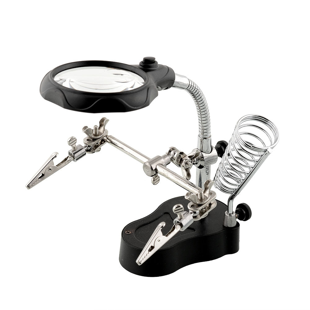 TE-801 Helping Hand Multi-function LED Magnifier PCB Soldering iron Stand Holder Table Magnifying glass