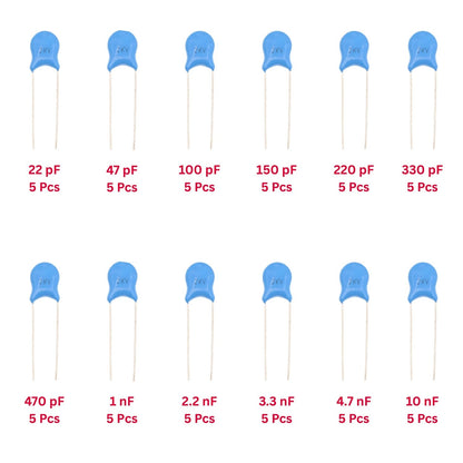 Elepak 2KV HV Ceramic Disc Capacitor Pak 22pF to 10KpF 60 Pcs 12 Values