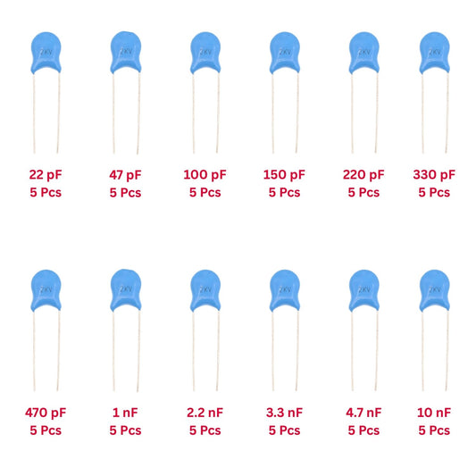 Elepak 2KV HV Ceramic Disc Capacitor Pak 22pF to 10KpF 60 Pcs 12 Values