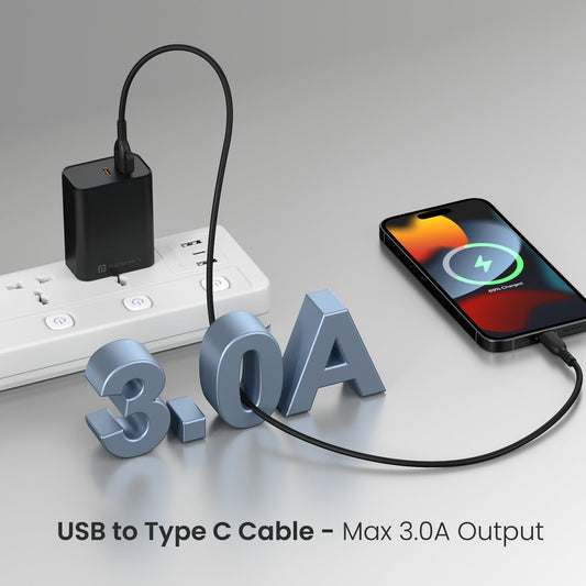 Portronics POR-2881 USB-A to Type-C Data Cable 1 Meter Length (Black)