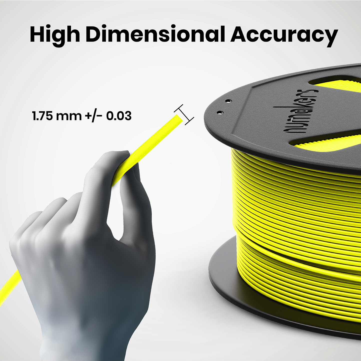 Numakers PLA+ Filament – Fluorescent Yellow – 1.75 mm / 1 kg