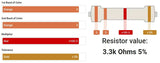 3.3K ohm 1/2 Watt ±5% Tolerance Carbon Film Resistor 3K3