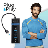 Zebronics 300HB 4 Port USB 3.0 Hub with Hi-Speed Data Transfer, LED Indication, 15cm Cable, Backward Compatible, Multi Device Connection, Plug Play Usage, Glossy Finish and Lightweight Design