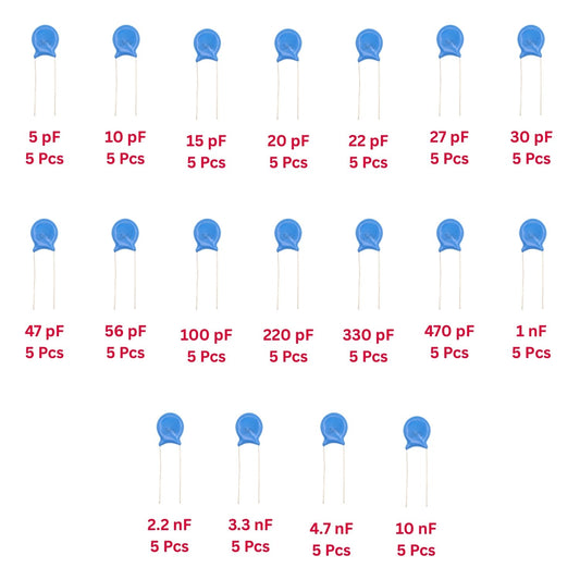 Elepak EP10 3KV HV Ceramic Disc Capacitor Pak 5pF to 10KpF 90 Pcs 18 Values