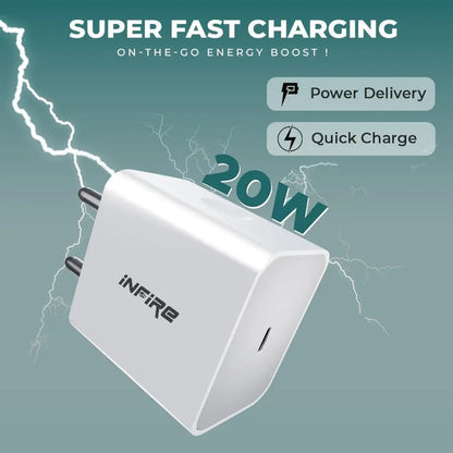 iNFiRe Swift PD 20W Type C Travel Adapter with Fast Charging