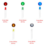 Elepak 3mm Diffused LED Pak 100 Pcs 5 Colors