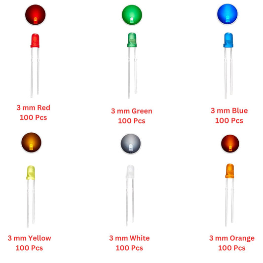 Elepak 3mm Diffused LED Pak 600 Pcs 6 Colors