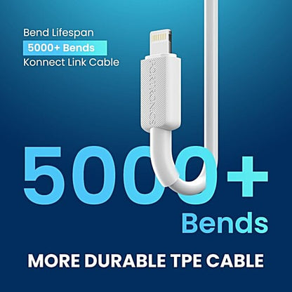Portronics POR-1812 Konnect Link USB to Lightning Fast Charging Cable With iOS Compatibility 1 Meter (White)