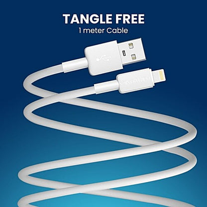 Portronics POR-1812 Konnect Link USB to Lightning Fast Charging Cable With iOS Compatibility 1 Meter (White)