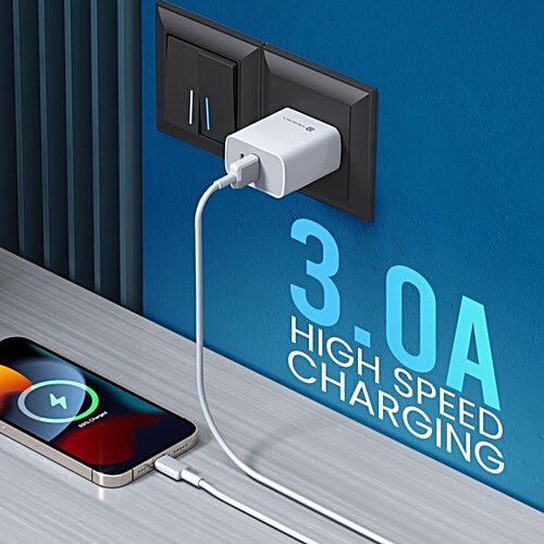Portronics POR-1812 Konnect Link USB to Lightning Fast Charging Cable With iOS Compatibility 1 Meter (White)