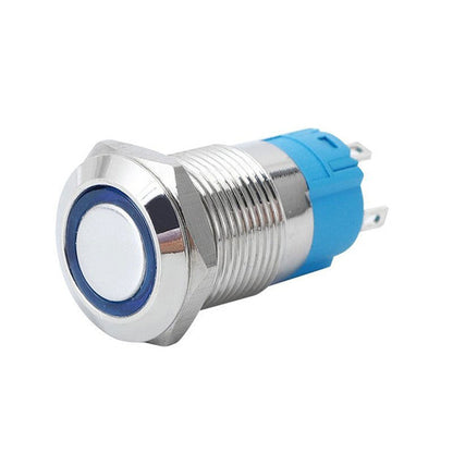 16mm Blue Led Stainless Steel Momentary Type Push Button Switch IP65 (12V-24V) DC