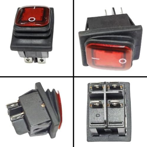 Waterproof Rocker Switch 4 Pins 15A 250V Push Button with LED (Red)