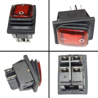 Waterproof Rocker Switch 4 Pins 15A 250V Push Button with LED (Red)