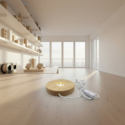 LED Puck Light 5V USB 3000K Warm White Light with Switch (100X20mm, Wooden Base)
