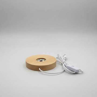 LED Puck Light 5V USB 3000K Warm White Light with Switch (100X20mm, Wooden Base)