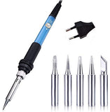 60W 220V ESD Safe Temperature Adjustable Electric Soldering Iron with Extra 5 Bits