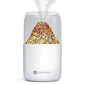 Portronics POR-3104 Magma 2-in-1 Volcano Water Mist Humidifier and Night Lamp (White)