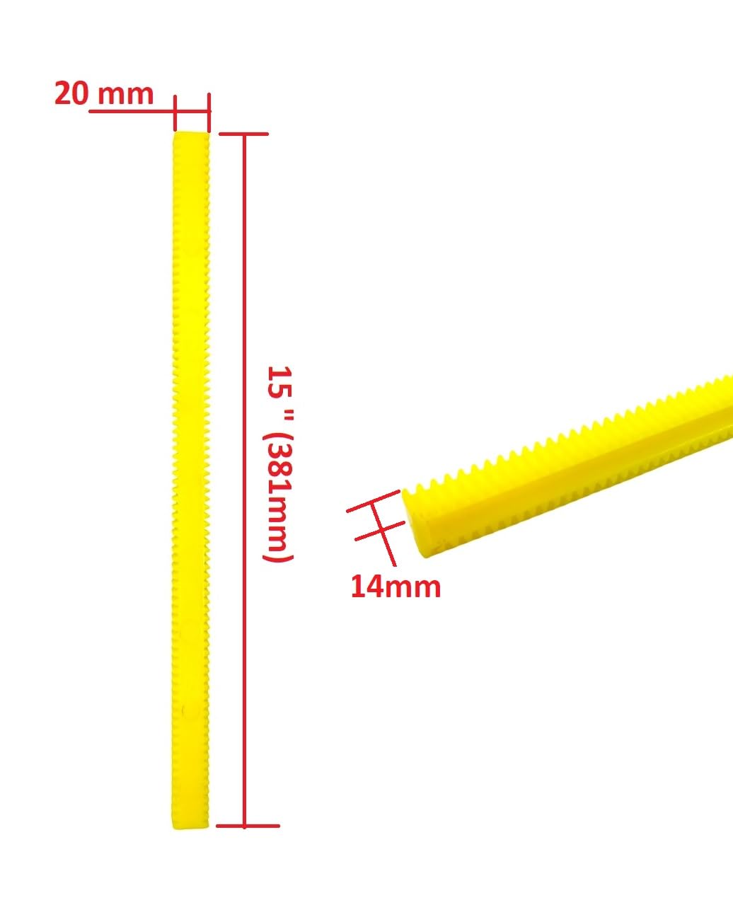 82 Teeth 15 inch Plastic Gear Rack Linear Rack for Rack and Pinion Mechanism (Yellow)