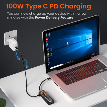 Portronics POR-2872 MPort View One 5 Ports USB-C Hub with Transparent Casing (Black)