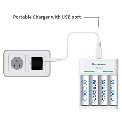 PANASONIC BQ - CC61N Eneloop Battery Charger with  Micro USB Cable