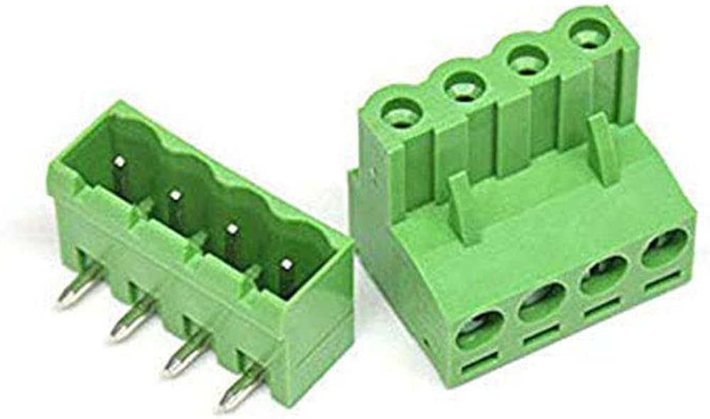 4 Pin Straight Male Female Plug-in Screw Terminal Block Connector PBT (1 Pair)