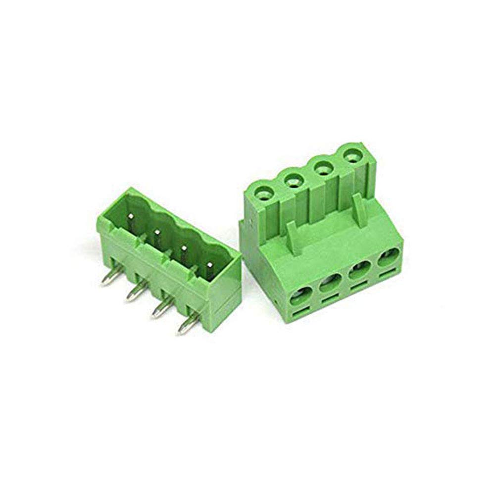4 Pin Right Angle Male Female Plug-in Screw Terminal Block Connector PBT (1 Pair)