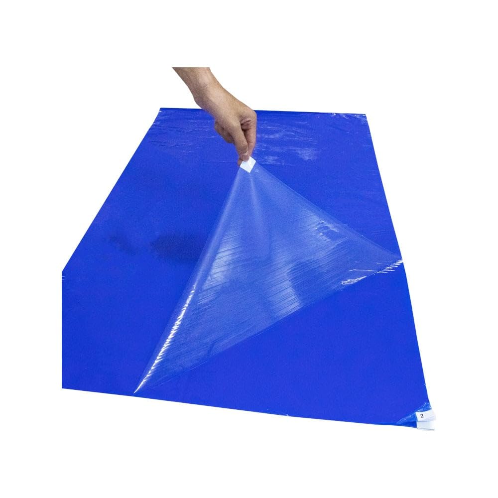 ESD Safe Anti Static Cleanroom Sticky Mat, 24" x 36", Blue | 1 Mat with 30 Peelable Adhesive Sheets, Dust-Trapping, For Cleanrooms, Labs and Controlled Environments