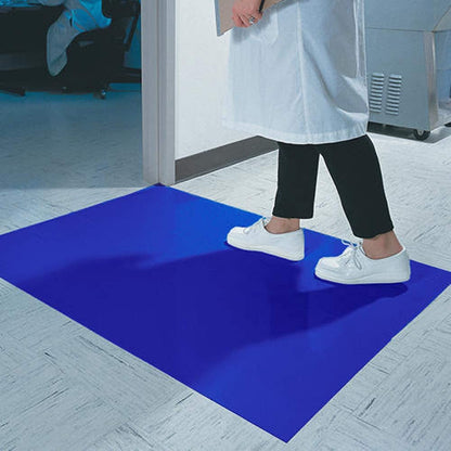 ESD Safe Anti Static Cleanroom Sticky Mat, 24" x 36", Blue | 1 Mat with 30 Peelable Adhesive Sheets, Dust-Trapping, For Cleanrooms, Labs and Controlled Environments