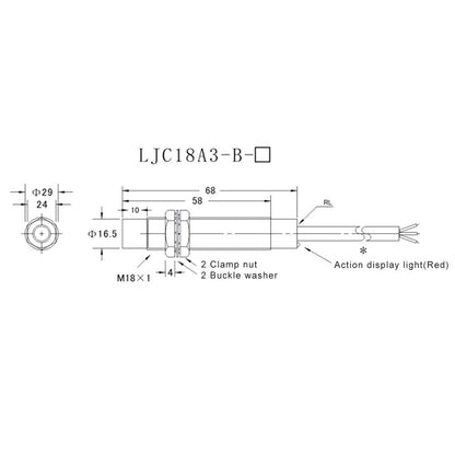 LJC18A3-B-Z/BY PNP NO Capacitive Proximity Sensor, 1-10mm, DC 6-36V