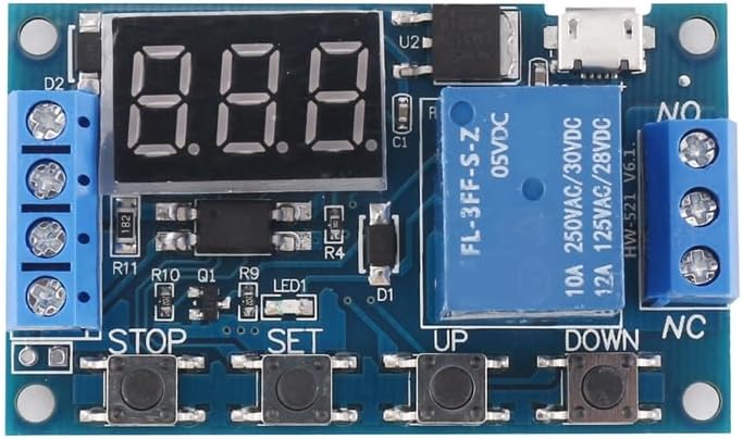 6-30V 1-Channel Power Relay Module with Adjustable Timing Cycle