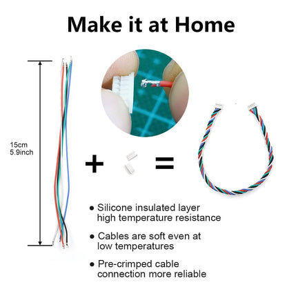 MX1.25 Connectors and Pre-Crimped Silicone 15cm Wire Compatible with Pixhawk