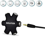 Sounce 5-Way Multi Headphone Audio Splitter Aux Adapter Connector Multi Headphone Splitter, 3.5mm Audio Stereo Splitter Cable, 1 Male to 5 Port Female Earphone Headset Splitter Adapter, Black (5WAYAUX)