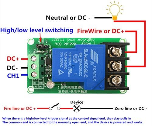 12V 1 Channel 30A Relay Module with Optocoupler, Isolation 12V Supports, High and Low Triger