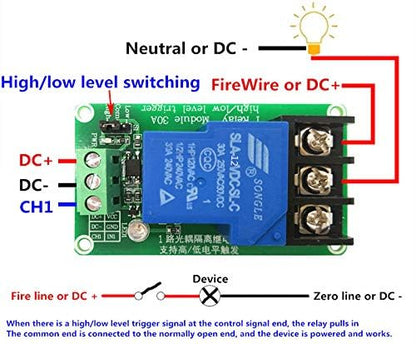 12V 1 Channel 30A Relay Module with Optocoupler, Isolation 12V Supports, High and Low Triger