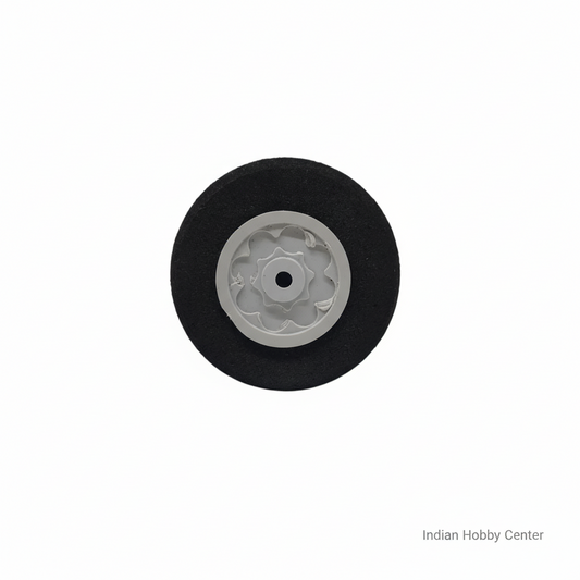 Wheel with black rim and white center on a white background