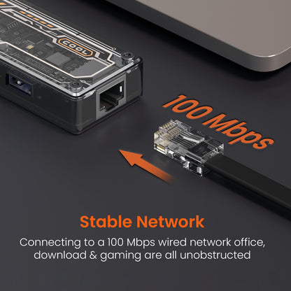 Portronics POR-2872 MPort View One 5 Ports USB-C Hub with Transparent Casing (Black)