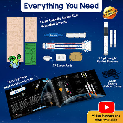 Smartivity DIY Rocket Launcher STEM Kit for Kids 6-12 Years, Learn Space Science