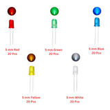 Elepak 5mm Diffused LED Pak 100 Pcs 5 Colors