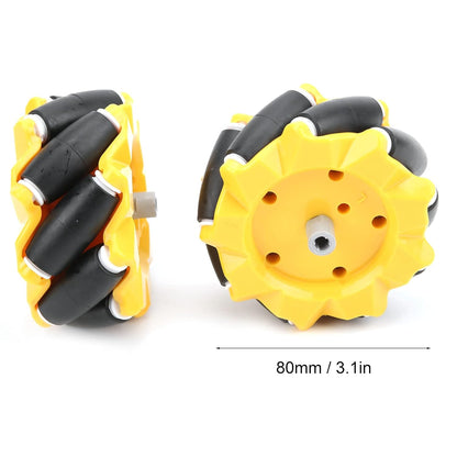 80mm Mecanum Wheel for BO Motor (TT Motor) (Pack of 2) -Yellow